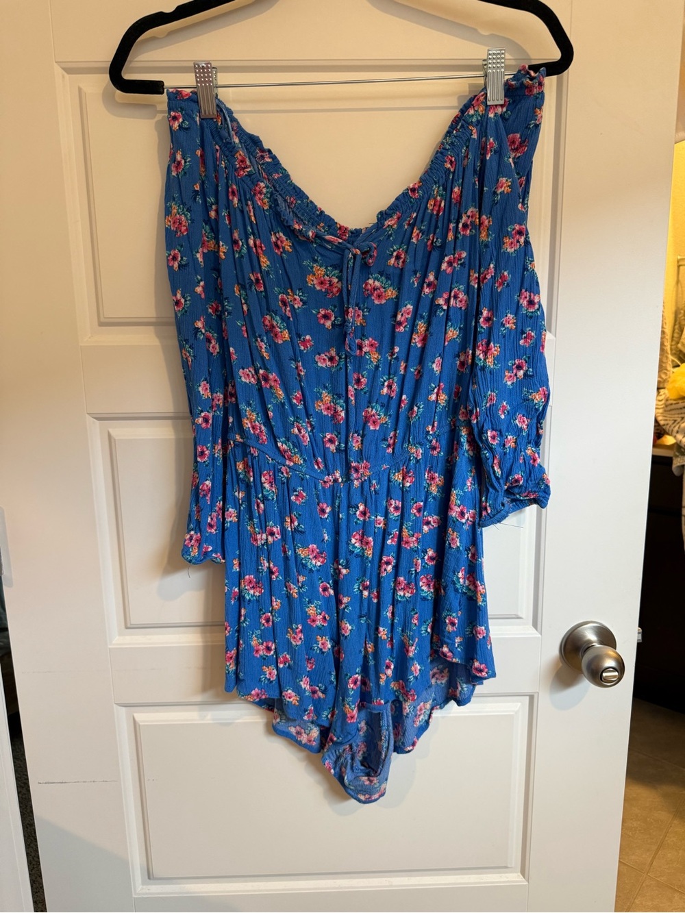 Blue Floral Off-Shoulder Women’s romper